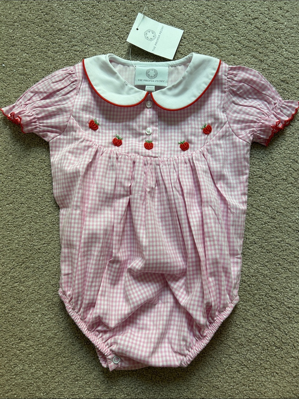 NWT The Proper Peony Pink Gingham Pumpkin Bubble